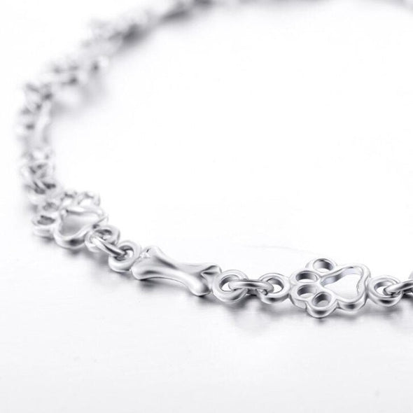 Pure Silver Paw & Bone Bracelet