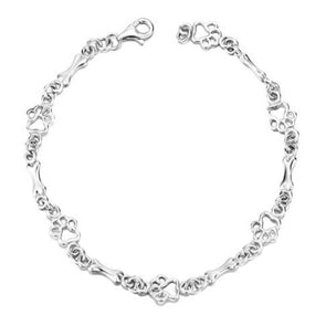 Pure Silver Paw & Bone Bracelet